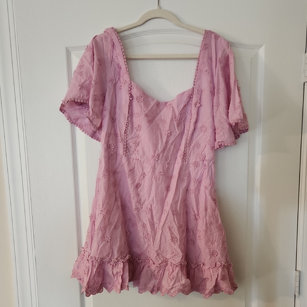 Showpo Lilac Embroidered Mini Dress